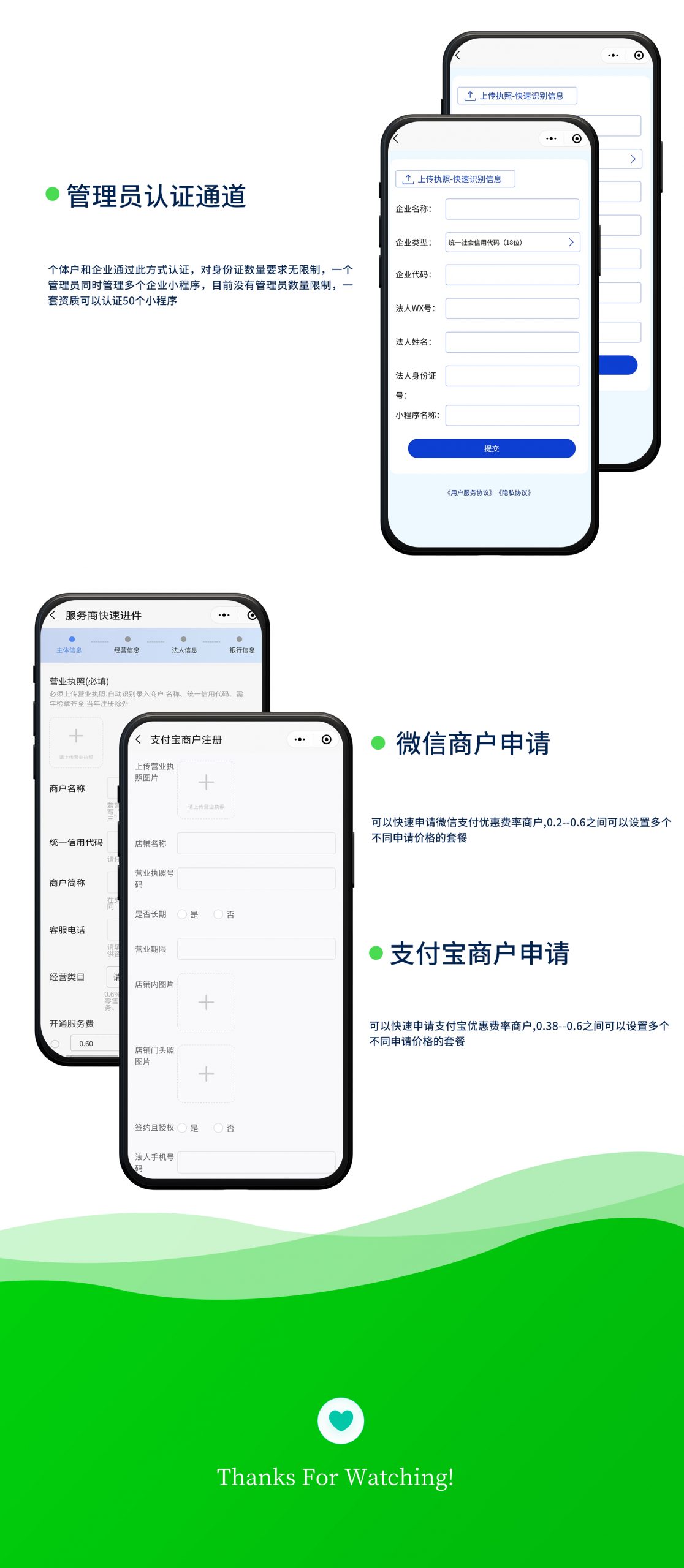 服务商助手免300元认证小程序源码低费率商户申请源码